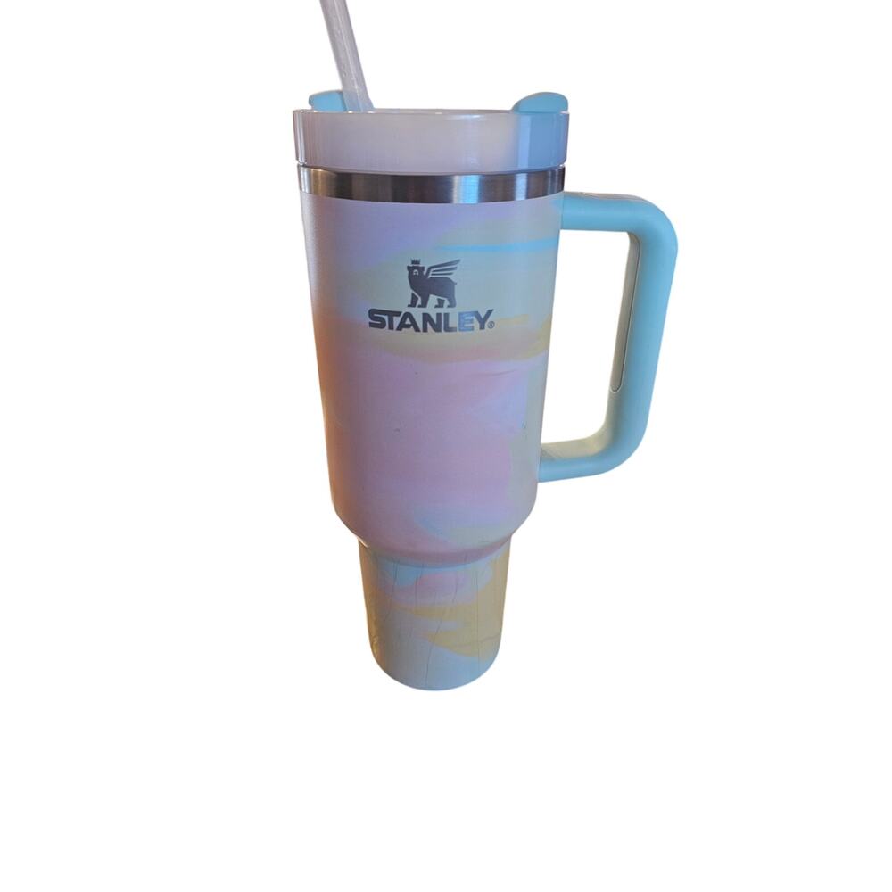 Stanley 40oz rainbow swirl pastel big giant cup with straw insulated authentic
